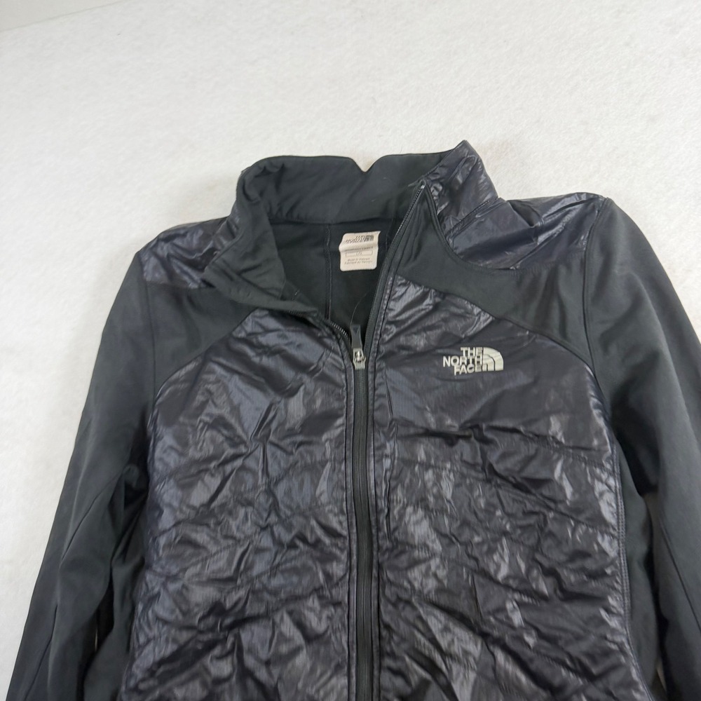 The North Face Womens Hybrid Quilted Softshell Jacket Black Large Thumbholes Zip